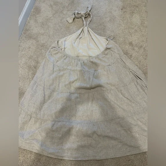 Abercrombie & Fitch Oatmeal Linen blend halter dress size XLP - Picture 4 of 5